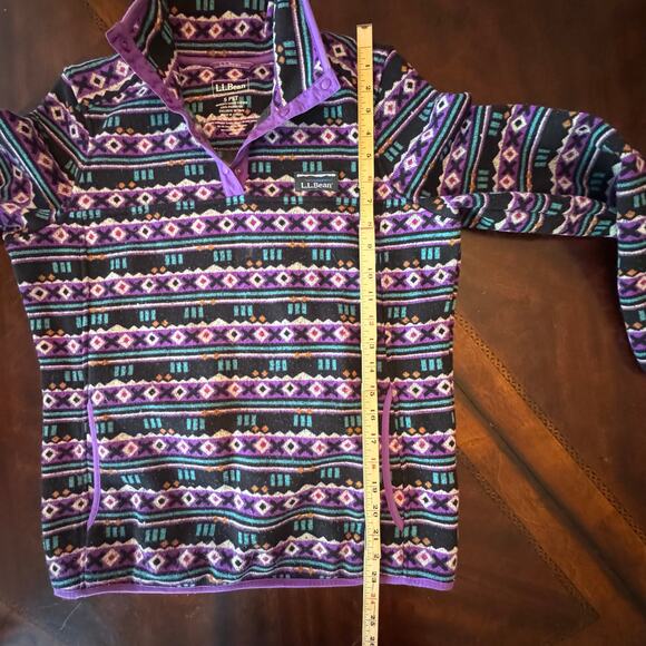LL Bean Women Sweater Fleece Pullover 1/4 button retro vintage purple small pet - Picture 7 of 9